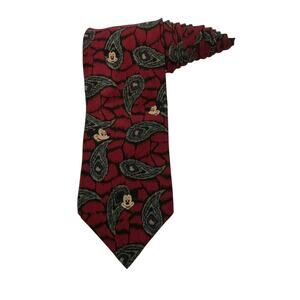 The Walt Disney Company Mickey Mouse Paisley Red Vintage Necktie